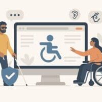 Accessibility graphic showing a website that is accessible for those with disabilities