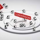 3D illustration of a conversion funnel to demonstrate conversion tracking