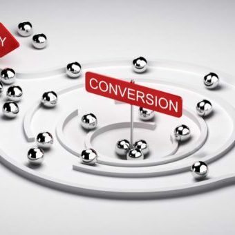 Marketing Conversion Funnel 3D illustration of a conversion funnel to demonstrate conversion tracking