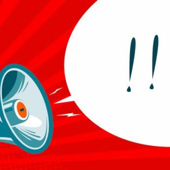 Loudspeaker, megaphone, bullhorn. Advertising, promotion banner. Vector illustration Bullhorn
