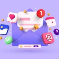 Open Email envelope icon with document. Newsletter 3d concept. Vector 3d illustration representing how to connect crm to website