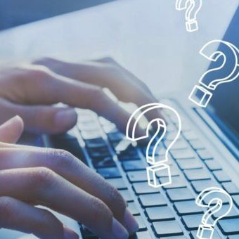 FAQ, ask quiestion online, what where when how and why, search information on internet Question marks over keyboard | FAQ page