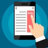 Illustration of hand clicking on ad representing how to advertise on google ads