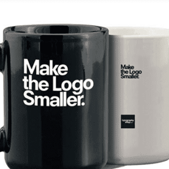 make teh logo smaller coffee mug