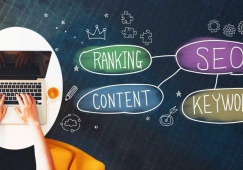 SEO concept with person using a laptop to represent an SEO cheatsheet