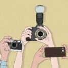 Illustration of cameras taking photos