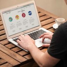Laptop with website showing