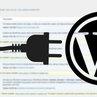 updating-wordpress-plugins Graphic of Electrical Cord and WordPress Logo to represent updating wordpress plugins