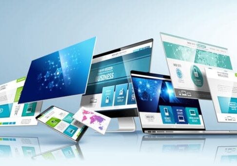 Modern device with web design template.